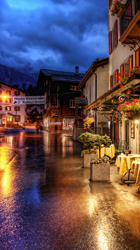 蓝色风景手机H5背景