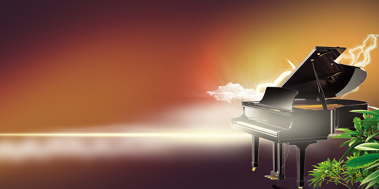 唯美光线钢琴夜空海报背景模板