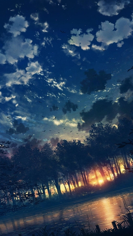 夕阳下森林h5背景