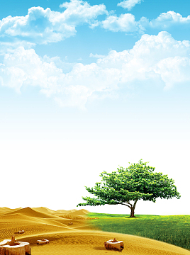 蓝天白云风景沙漠绿洲草地背景素材