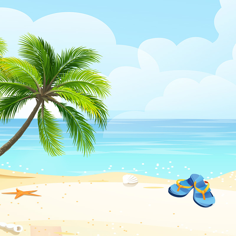 夏季卡通海边沙滩促销主图背景