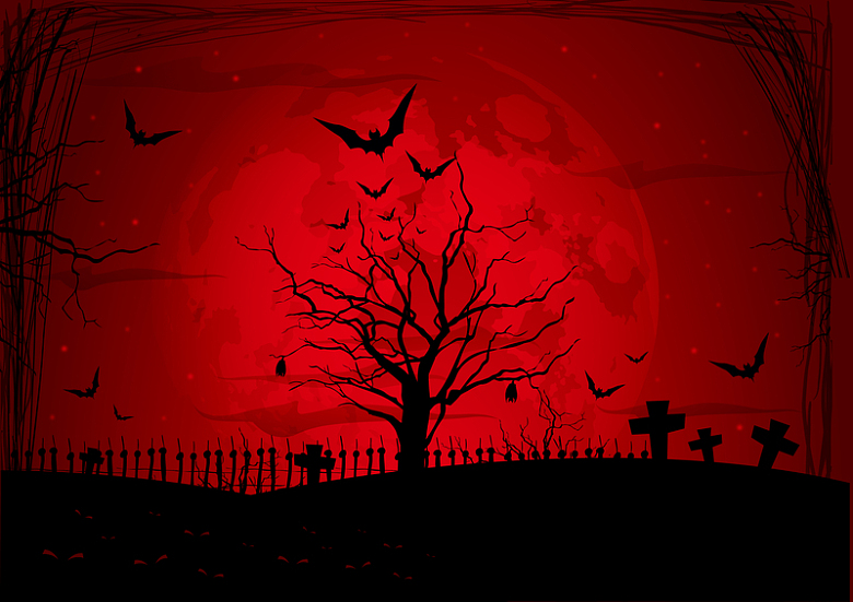 红色恐怖墓地背景素材