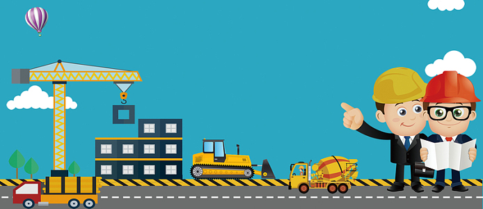 安全施工手绘卡通简约蓝色banner