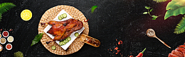 美味烤鸭绿叶简约黑色banner