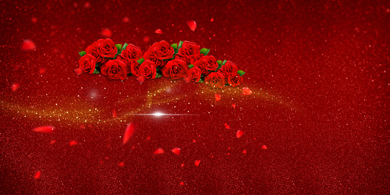 艺术字玫瑰花红色钻石背景新婚快乐背景素材