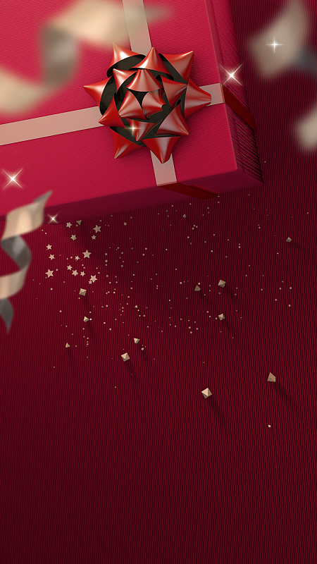 红色圣诞节购物礼物礼品包装盒丝绸浪漫风