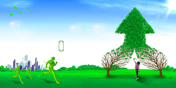 绿色城市和谐家园生态环保背景素材