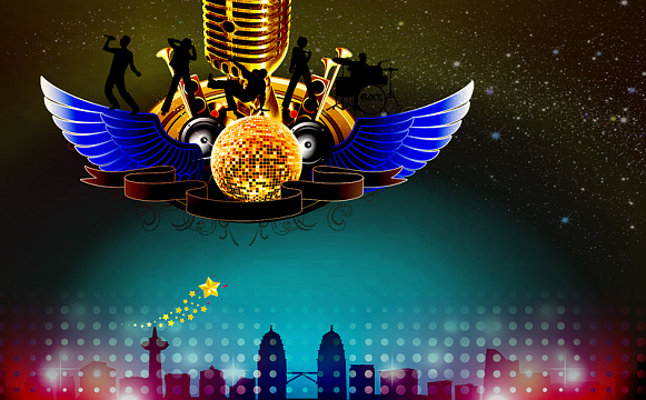 激情音乐歌唱黄色背景素材