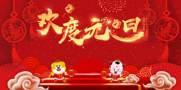 2018年狗年红色喜庆欢度元旦展板