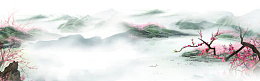 中国风水墨桃花风景背景