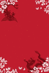 红色矢量中式婚礼邀请函背景素材