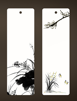 中国风书签正反面背景素材