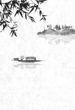 江上小舟水墨画海报背景素材