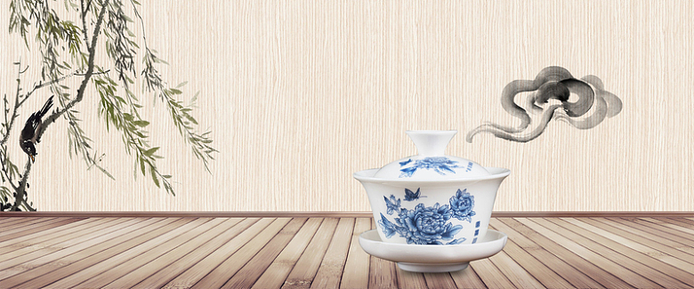 中国风复古茶水背景