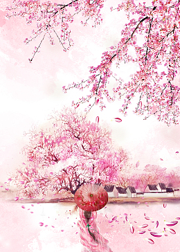 浪漫插画三生三世十里桃花背景