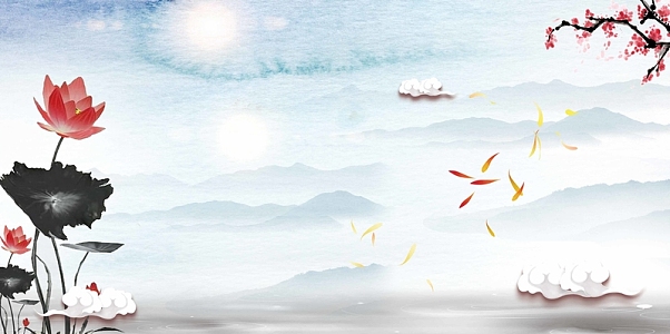 中国风荷塘月色荷花