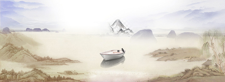 中国风山水画海报背景