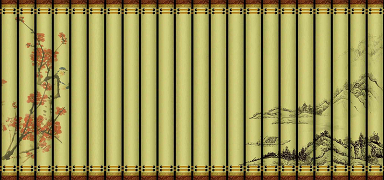 竹简屏风古书绿色中国风banner