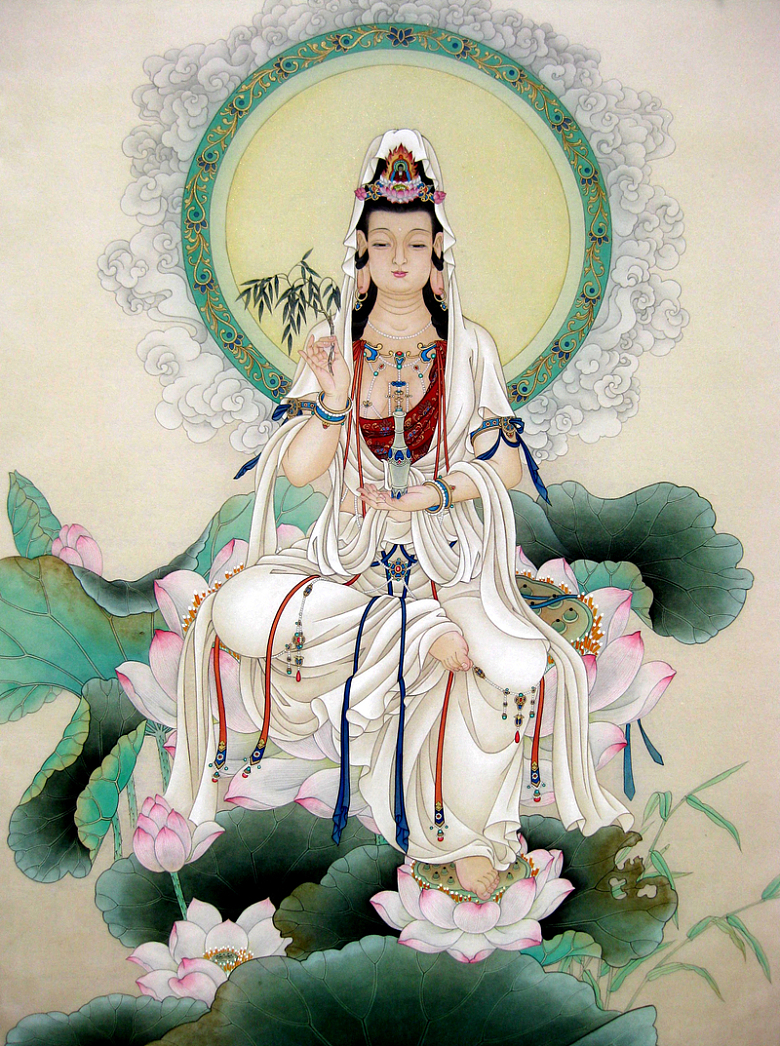 工笔画观音背景