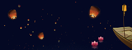 中元节祈福孔明灯黑色banner