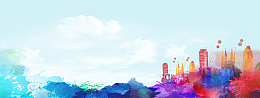 水墨中国风文艺蓝色banner背景