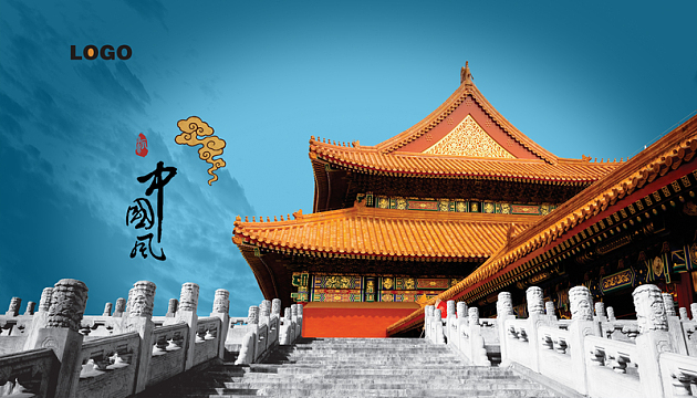 中国古建筑背景模板