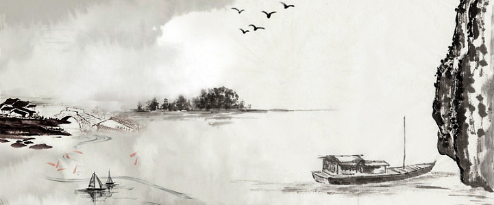 中国水墨海报banner背景