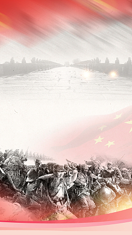 红色手绘七七事变PSD分层H5背景素材