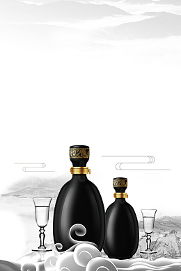 中国风复古水墨白酒