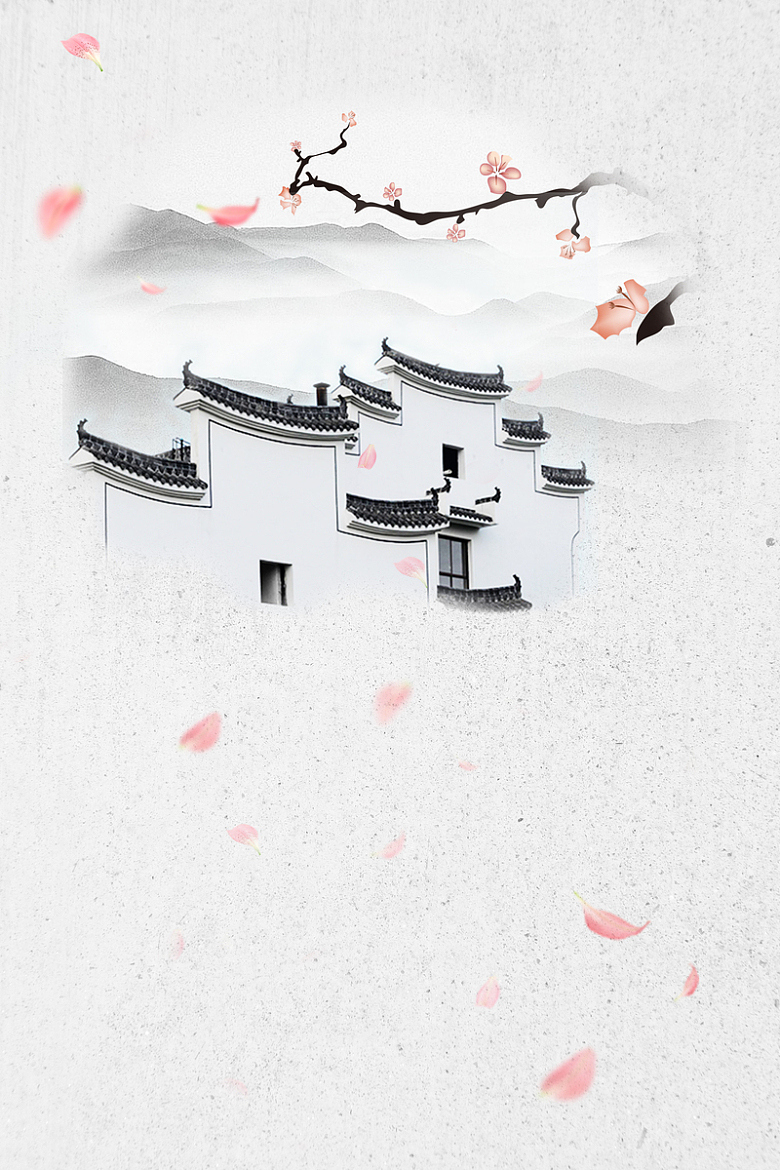 中国风古典江南建筑海报背景素材