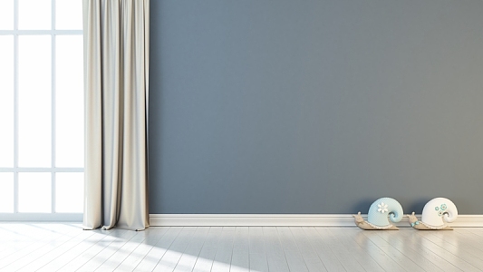 简洁空旷客厅落地窗装修效果背景素材