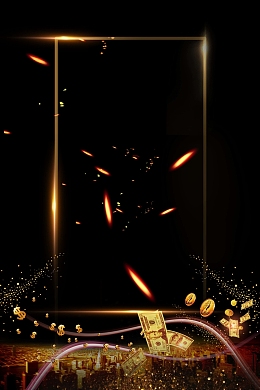黑色发光金币金融理财背景素材