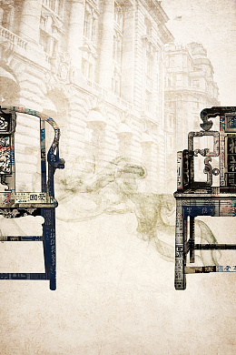 红色革命民国风建筑海报背景素材