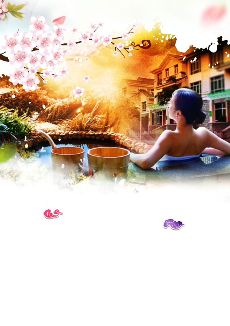 温泉养生假日海报背景素材