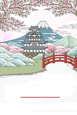 日本旅游富士山樱花东京京都旅行社背景素材
