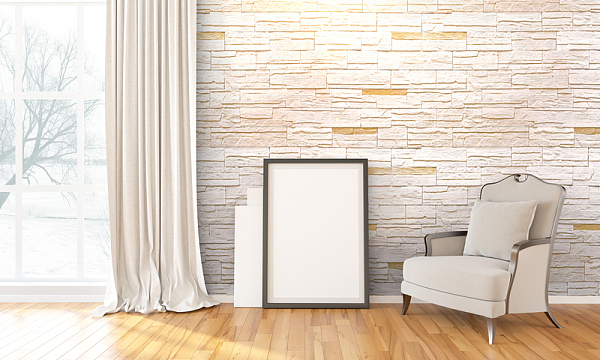 房间落地窗与窗帘沙发背景素材