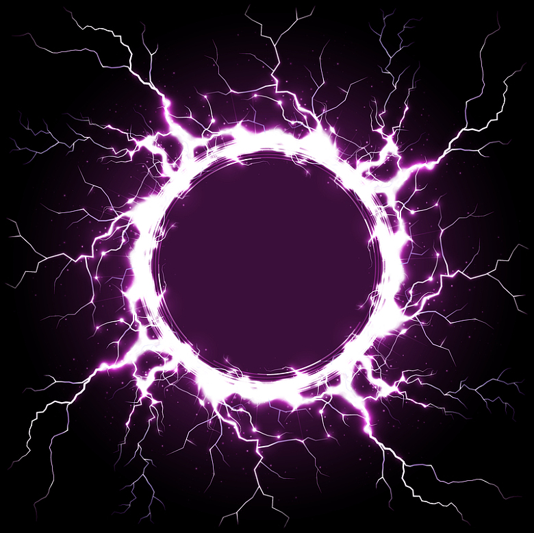 科技感紫色闪电圆环光环背景素材