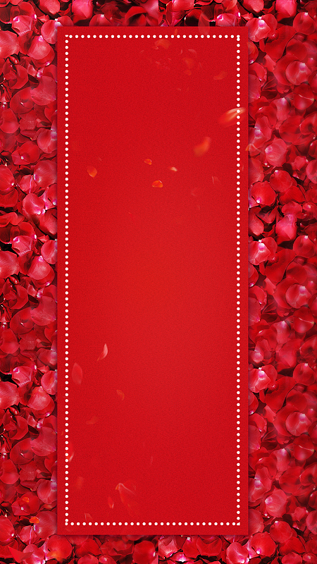 红色喜庆玫瑰花瓣婚礼h5背景psd下载
