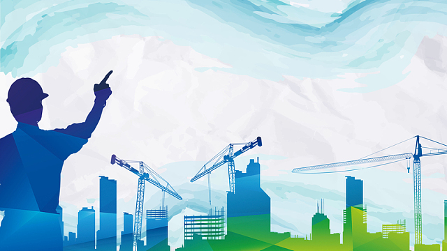 创意人物工地剪影安全生产海报背景素材