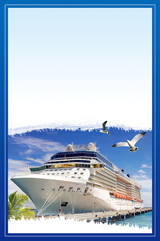 夏季游轮旅行海报背景素材