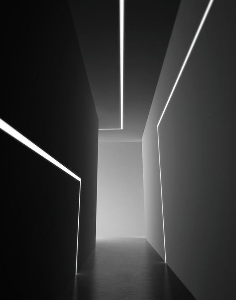 黑色空间感室内走廊建筑背景