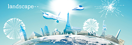 环球旅行蓝色背景banner