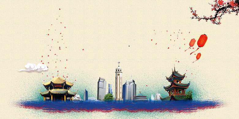 梅花花瓣重庆旅游宣传海报背景素材