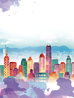 炫彩时尚剪影香港游旅游海报背景