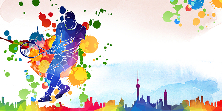 彩绘喷绘网球运动比赛培训海报背景素材