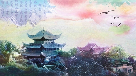 湖南印象岳阳楼海报背景模板