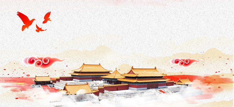 国庆节建军建党天安门手绘水彩背景
