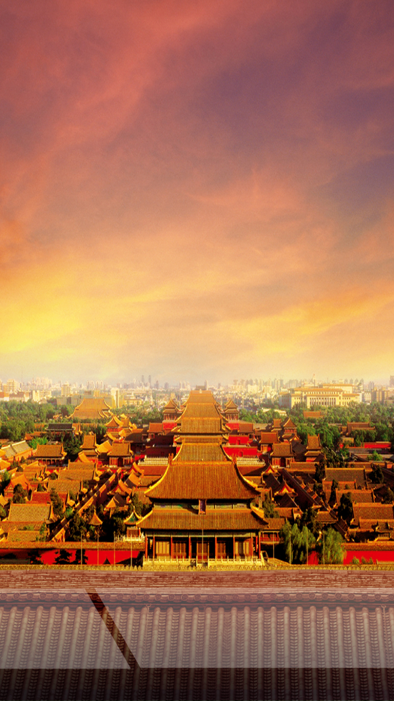 复古故宫海报背景