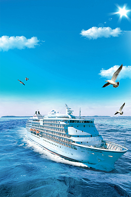 蓝色简约创意豪华游轮旅行海报