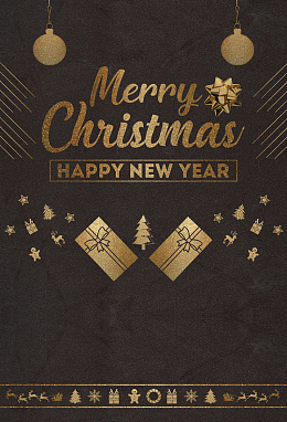 MerryChristmas黑金扁平商场促销海报